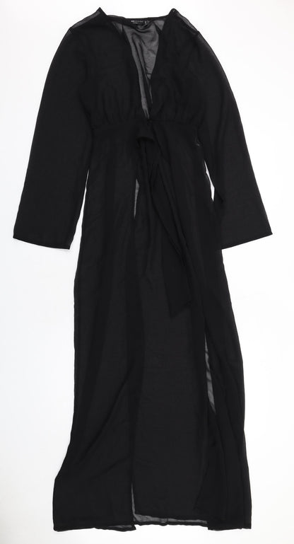 Additional front view of ASOS women’s black polyester wrap dress, size UK 4, v-neck pullover