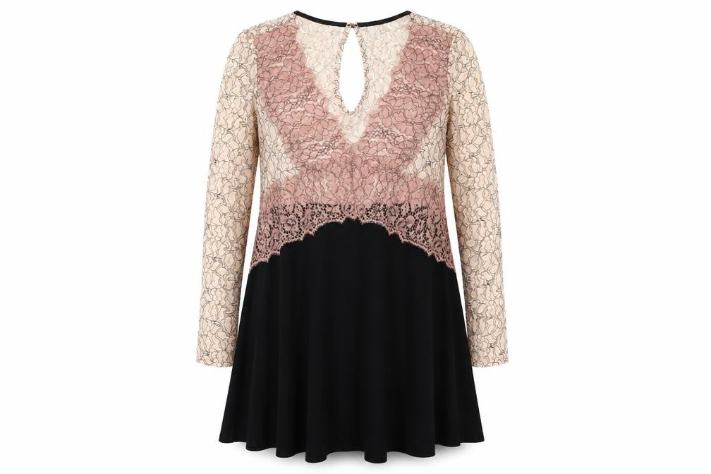 River Island Womens Black Colourblock Polyamide Trapeze & Swing Size 6 V-Neck Pullover