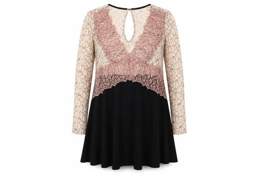 River Island Womens Black Colourblock Polyamide Trapeze & Swing Size 6 V-Neck Pullover
