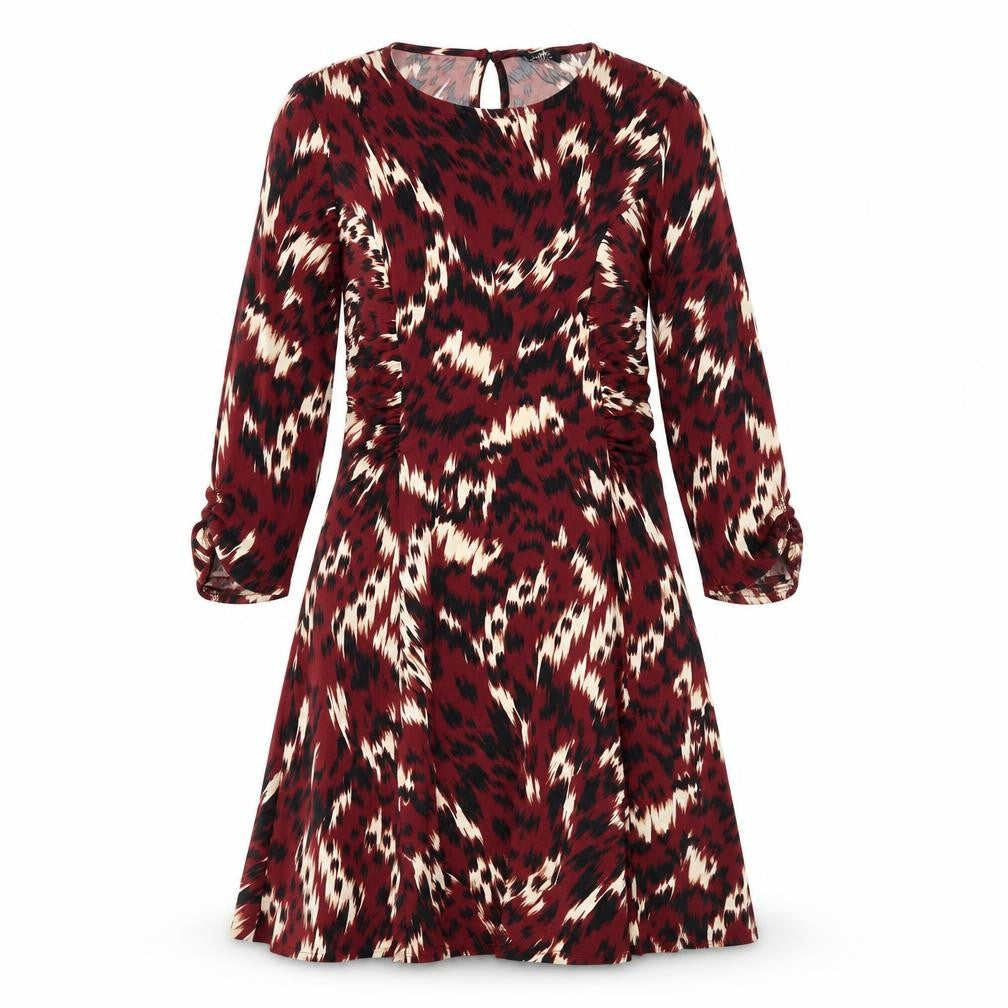 Wallis Womens Red Geometric Polyamide A-Line Size 12 Round Neck Button