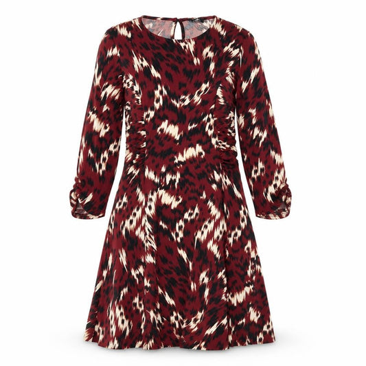 Wallis Womens Red Geometric Polyamide A-Line Size 12 Round Neck Button