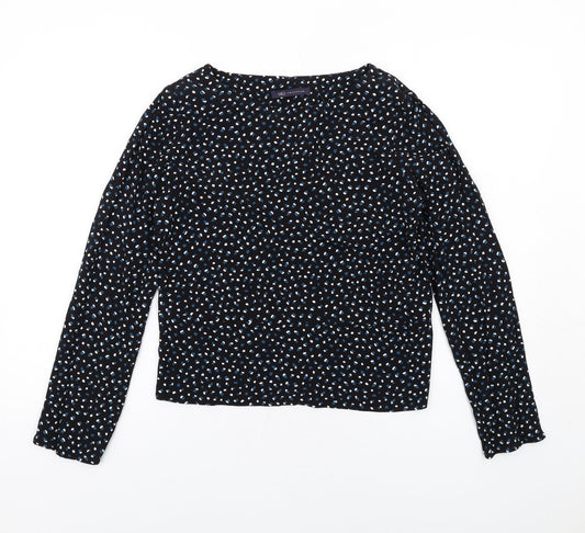 Marks and Spencer Womens Black Geometric Viscose Basic Blouse Size 6 Round Neck