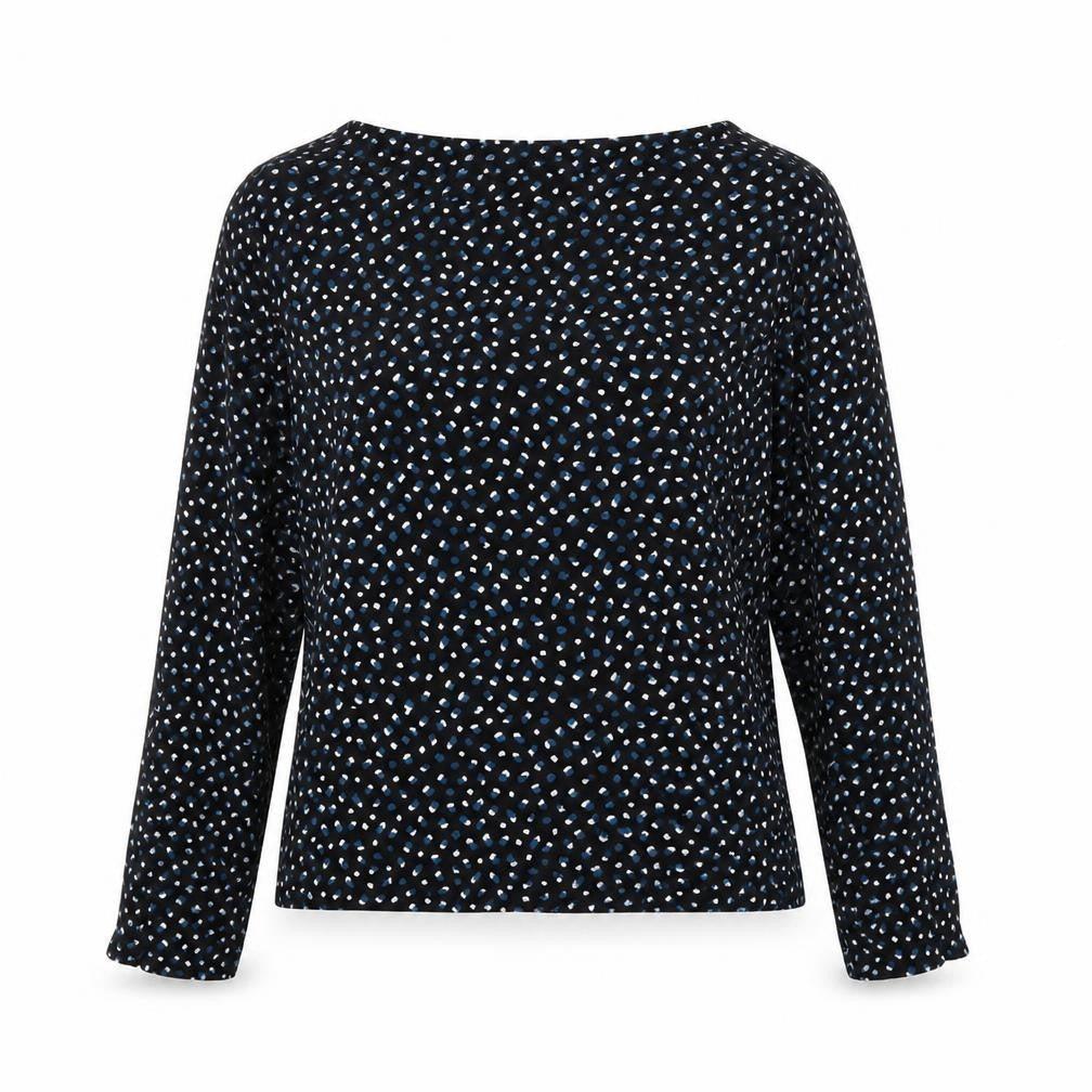 Marks & Spencer Womens Black Geometric Viscose Basic Blouse Size 6 Round Neck
