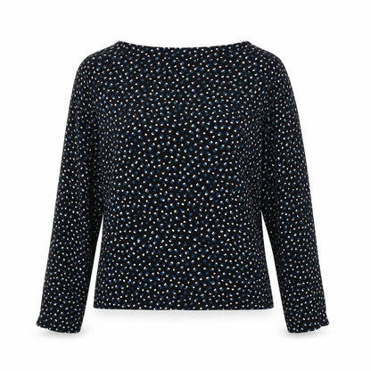 Marks & Spencer Womens Black Geometric Viscose Basic Blouse Size 6 Round Neck