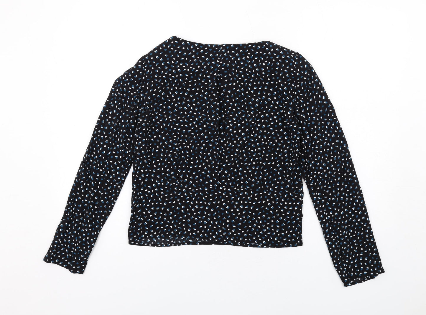 Marks and Spencer Womens Black Geometric Viscose Basic Blouse Size 6 Round Neck