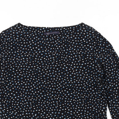 Marks & Spencer Womens Black Geometric Viscose Basic Blouse Size 6 Round Neck