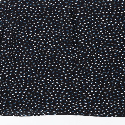 Marks & Spencer Womens Black Geometric Viscose Basic Blouse Size 6 Round Neck