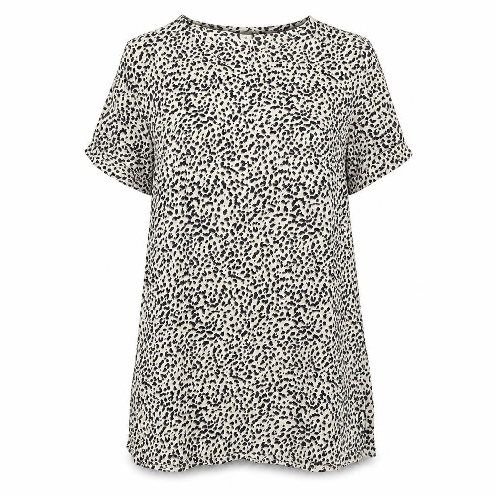 H&M Womens Beige Animal Print Viscose A-Line Size 6 Boat Neck Pullover - Cheetah pattern