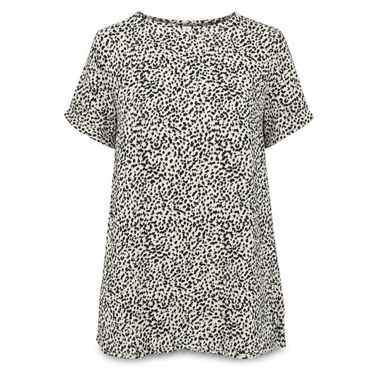 H&M Womens Beige Animal Print Viscose A-Line Size 6 Boat Neck Pullover - Cheetah pattern