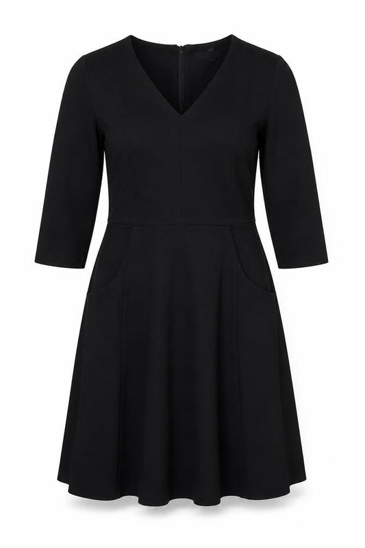 Kaliko Womens Black Polyester Trapeze & Swing Size 10 V-Neck Zip