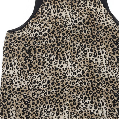 Pigalle Womens Brown Animal Print Polyester Basic Tank Size 8 Round Neck - Leopard Print