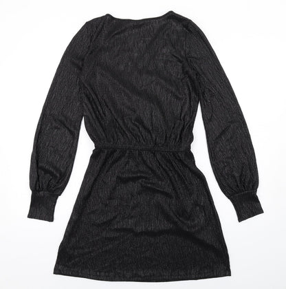 Zara Womens Black Polyester A-Line Size S V-Neck Pullover
