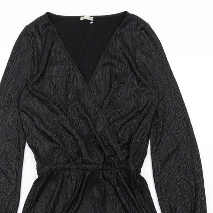 Zara Womens Black Polyester A-Line Size S V-Neck Pullover
