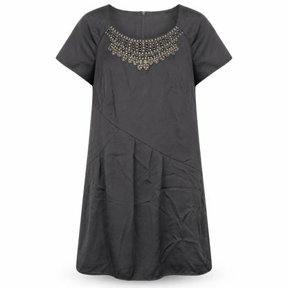 Next Womens Grey Polyester Shift Size 12 Round Neck Zip