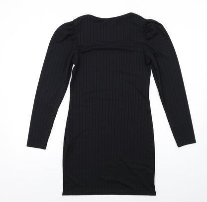 Back view of Miss Selfridge women’s black polyester mini, size UK 10, boat neck pullover