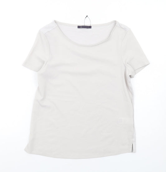 Marks and Spencer Womens Grey Polyester Basic T-Shirt Size 8 Round Neck