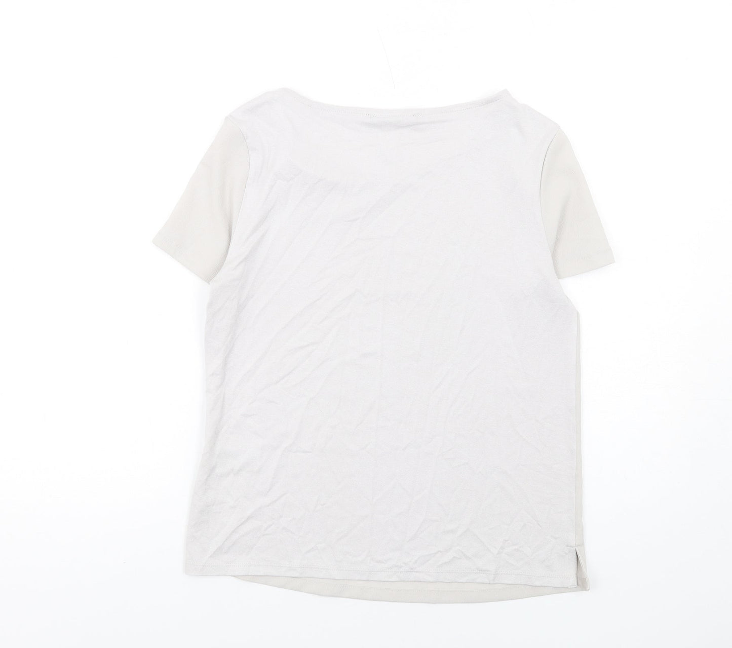 Marks and Spencer Womens Grey Polyester Basic T-Shirt Size 8 Round Neck