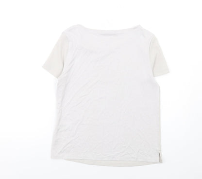 Marks & Spencer Womens Grey Polyester Basic T-Shirt Size 8 Round Neck