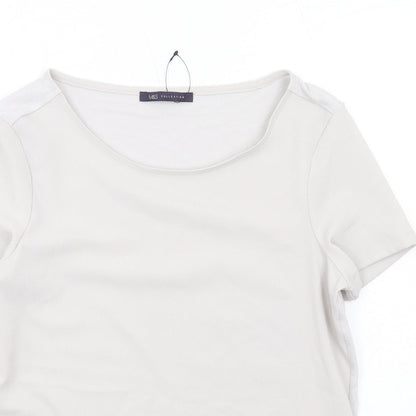 Marks & Spencer Womens Grey Polyester Basic T-Shirt Size 8 Round Neck