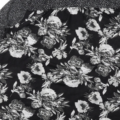 H&M Womens Black Floral Polyester Basic Button-Up Size XS Collared