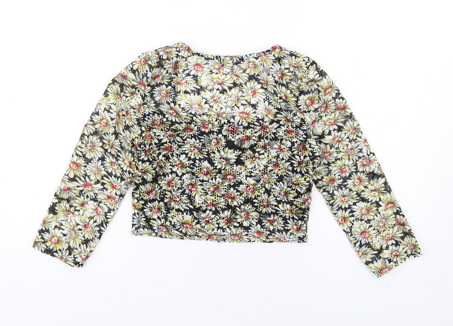 Cooperative Womens Multicoloured Floral Polyester Cropped Blouse Size XS Square Neck