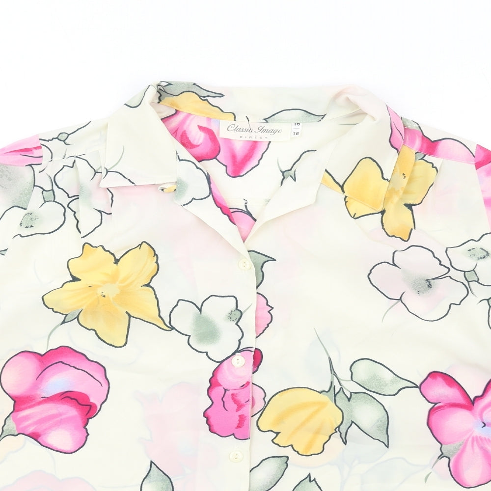 Classic Image Womens Multicoloured Floral Polyester Basic Button-Up Size 16 Collared