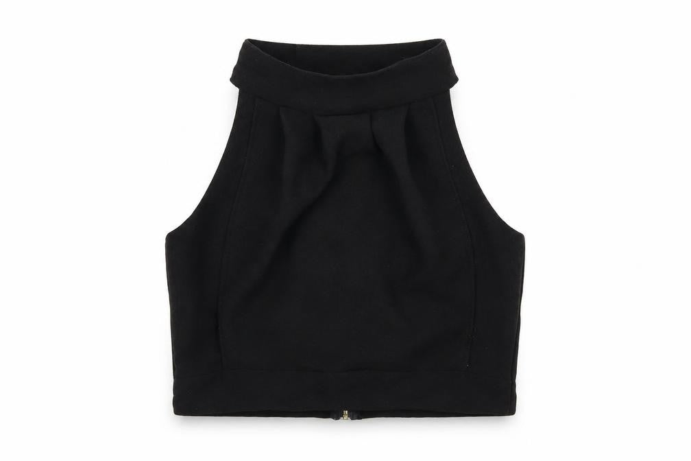 Kendelle Womens Black Polyester Cropped Tank Size 10 Halter - Open Back