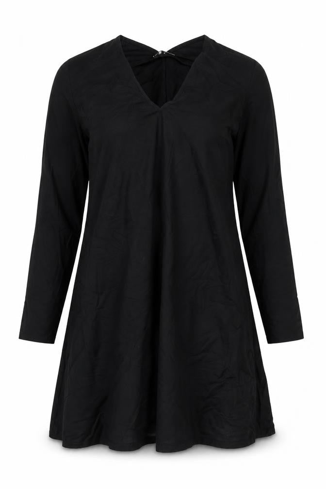 Zara Womens Black Viscose A-Line Size L V-Neck Pullover