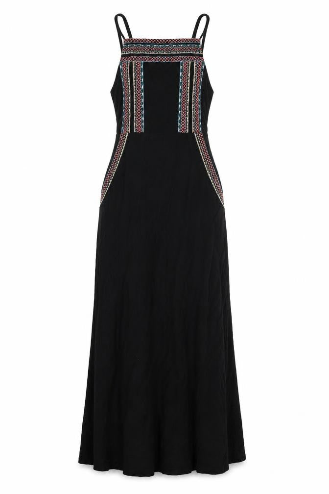 Topshop Womens Black Geometric Viscose Maxi Size 6 Square Neck Button