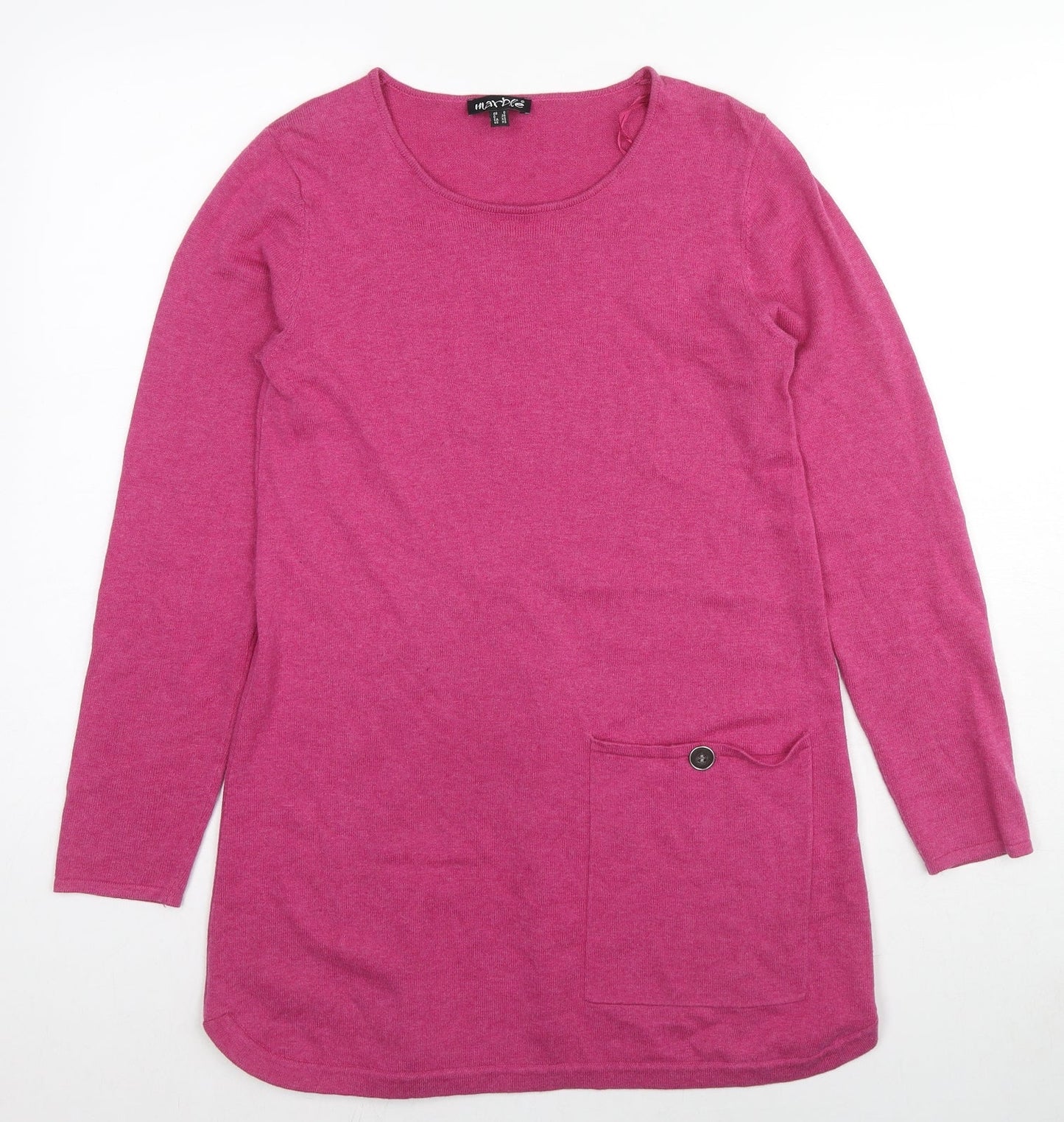 Marble Womens Pink Round Neck Cotton Tunic Jumper Size 10