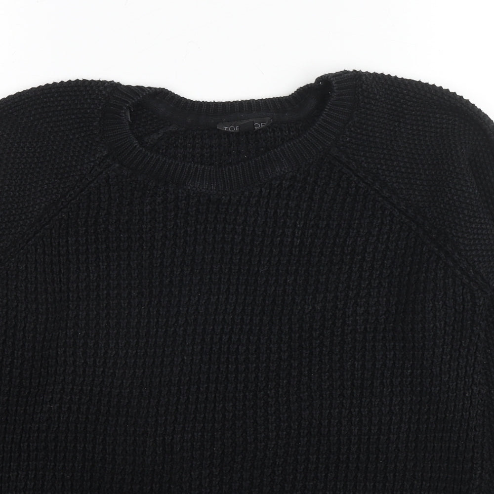 Topshop Womens Black Round Neck Acrylic Pullover Jumper Size 8