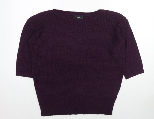 Wallis Womens Purple Round Neck Acrylic Pullover Jumper Size M