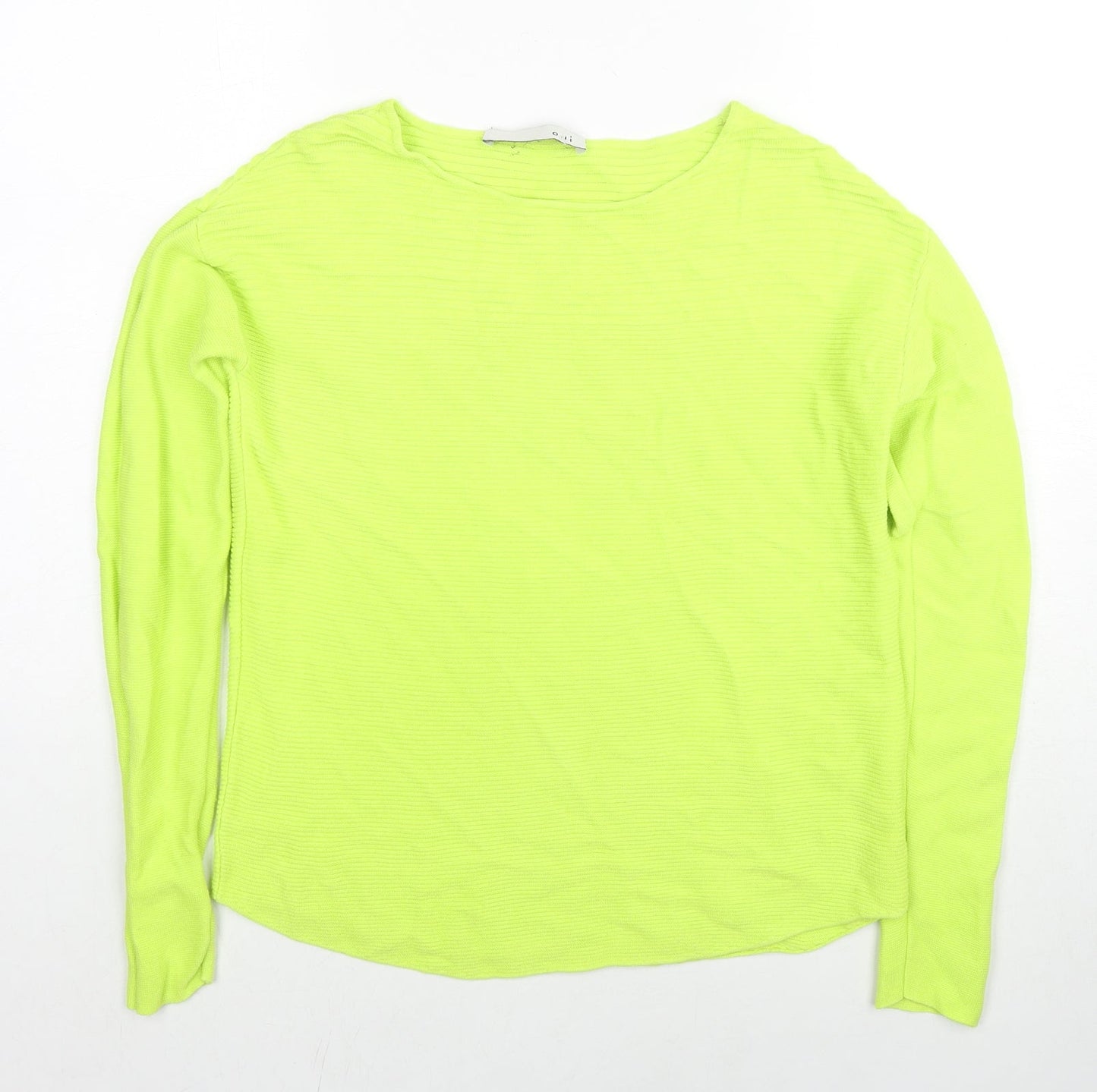 Oui Womens Green Round Neck Viscose Pullover Jumper Size 8