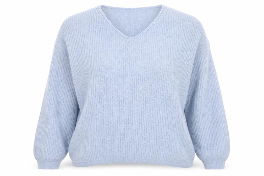 Vanessa Alexandra Womens Blue V-Neck Nylon Pullover Jumper Size M