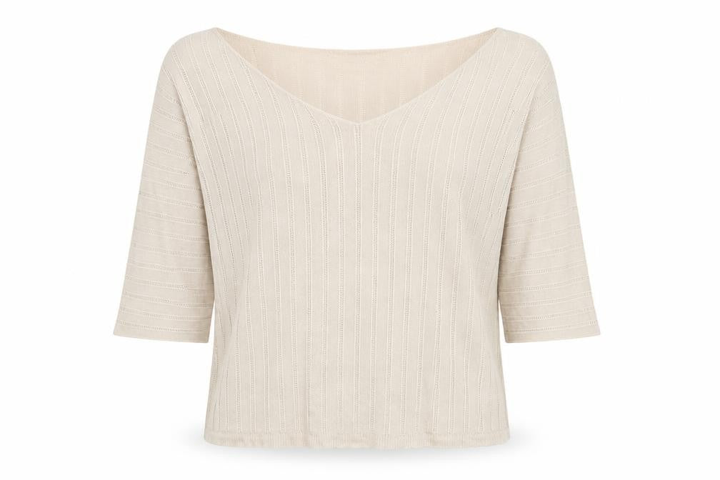 Lusia Ricci Womens Beige V-Neck Modal Pullover Jumper Size L