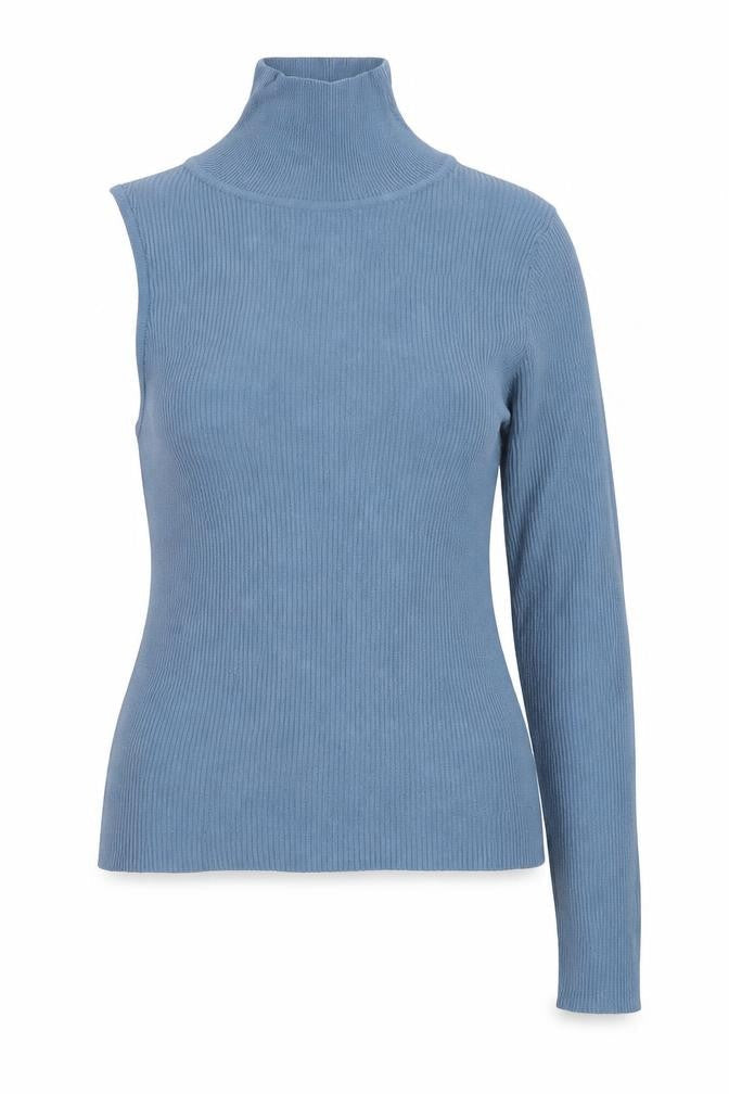 Zara Womens Blue High Neck Polyester Pullover Jumper Size S - One Shoulder
