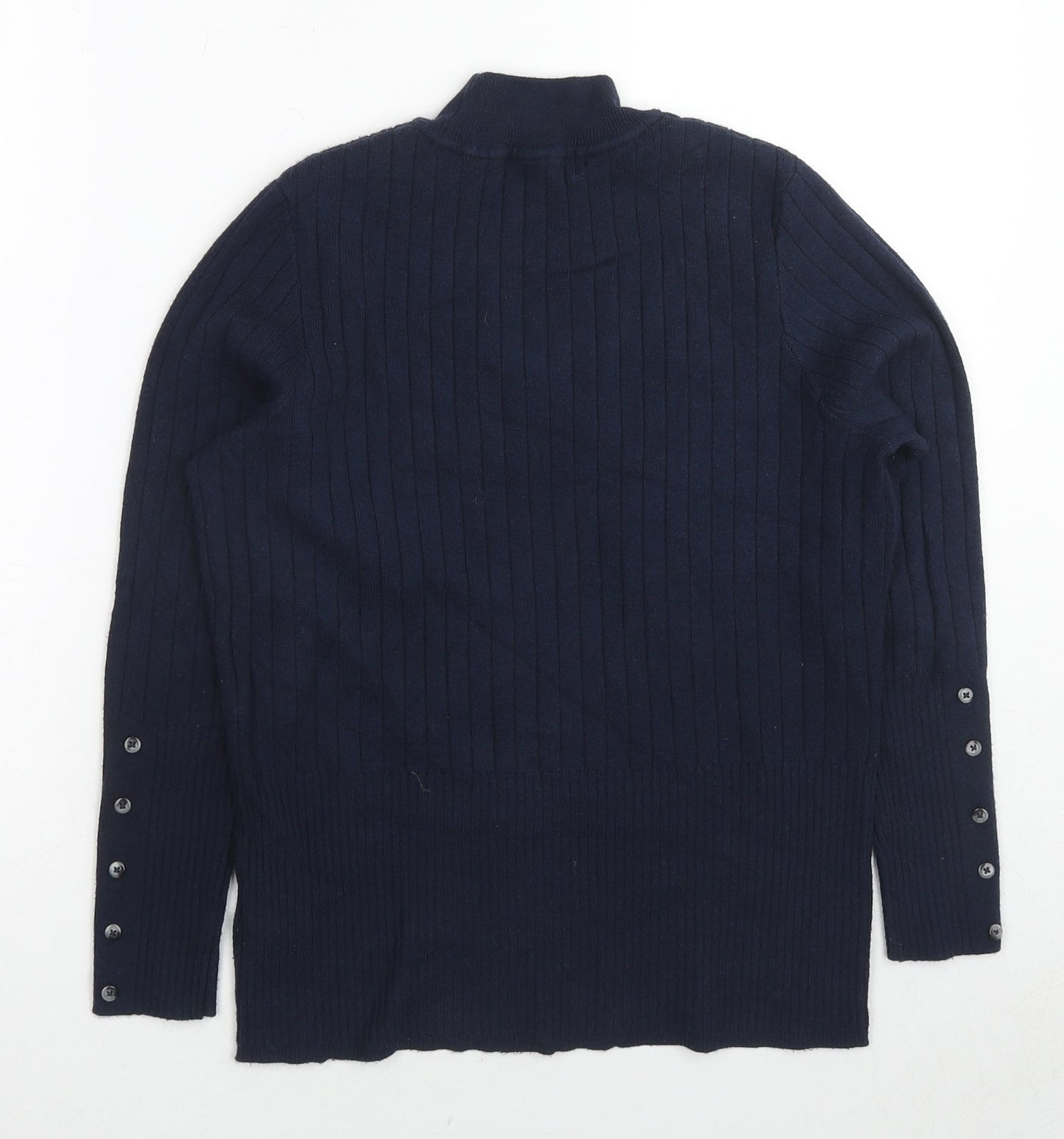 Marks and Spencer Womens Blue High Neck Viscose Pullover Jumper Size 16