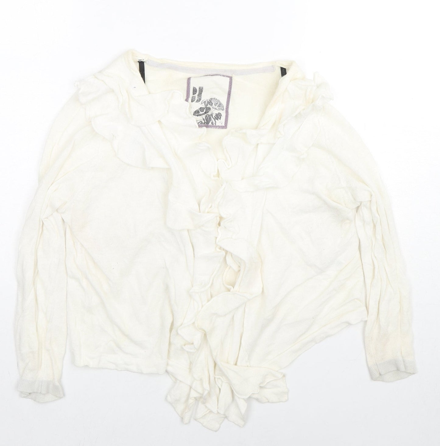 Debenhams Womens Ivory V-Neck Ramie Cardigan Jumper Size 12