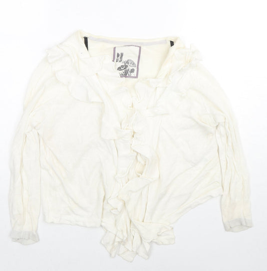 Debenhams Womens Ivory V-Neck Ramie Cardigan Jumper Size 12