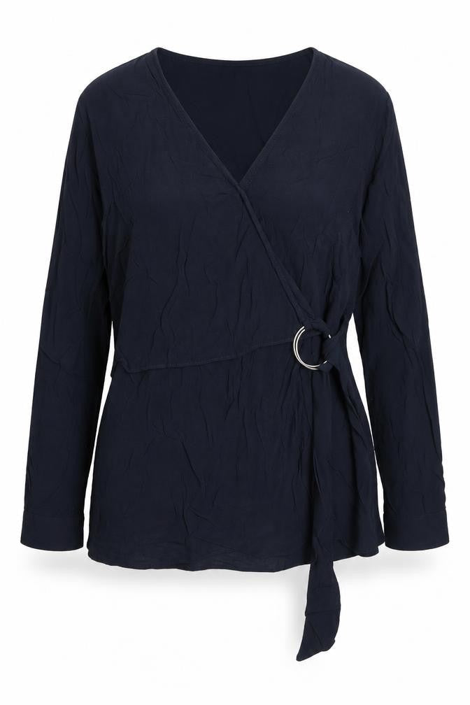 Warehouse Womens Blue Viscose Basic Blouse Size 12 V-Neck