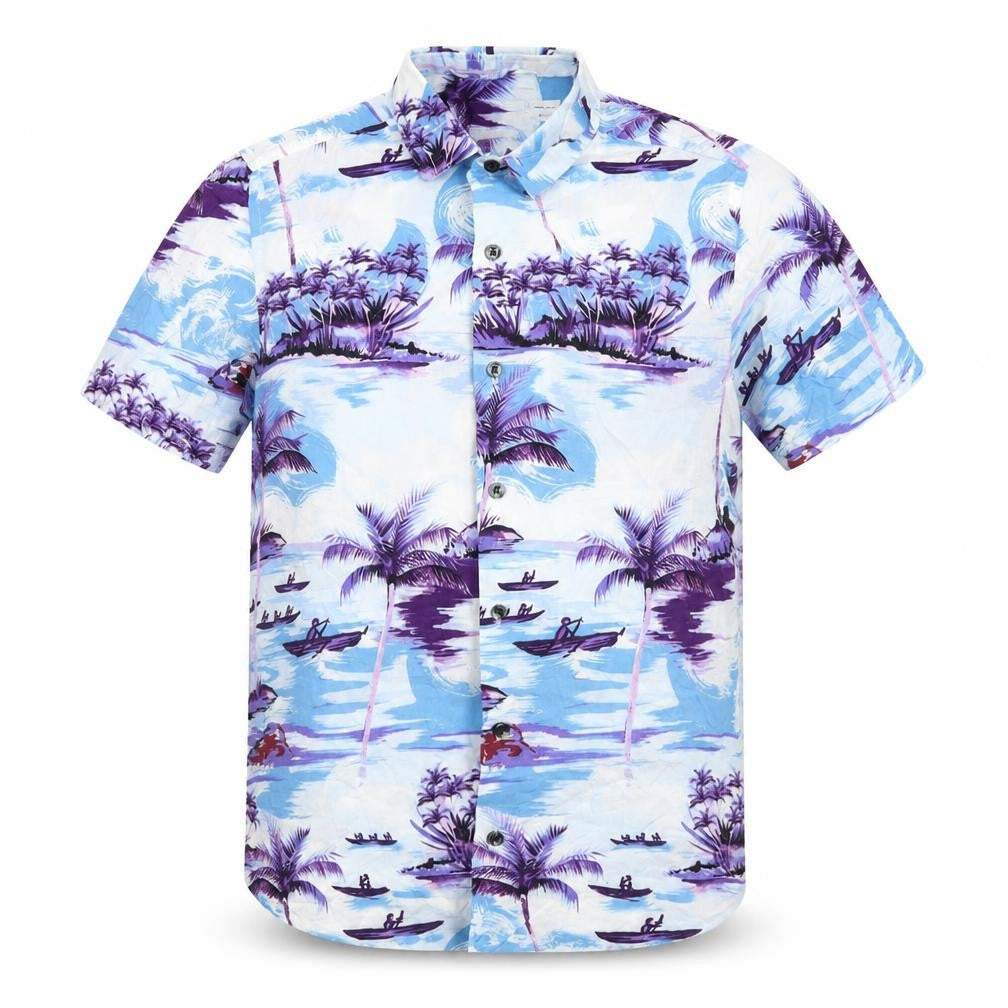 Topman Mens Multicoloured Viscose Button-Up Size XS Collared Button - Palm tree beach print