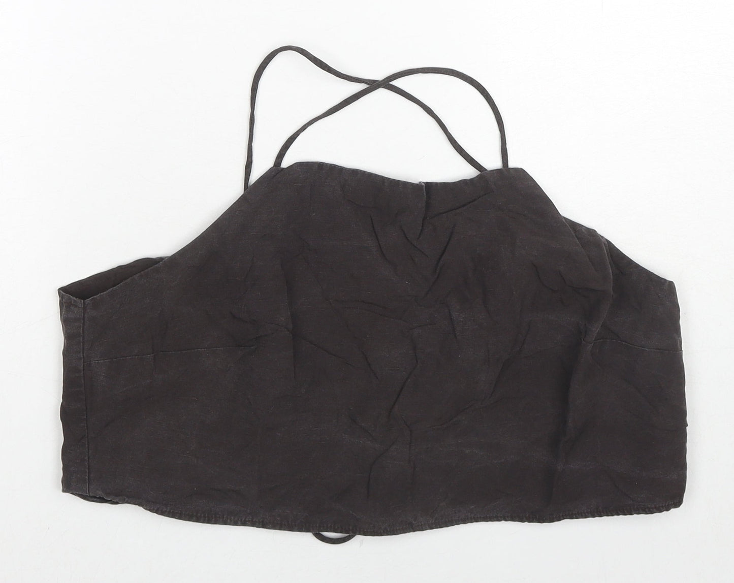 H&M Womens Brown Lyocell Cropped Tank Size L Square Neck