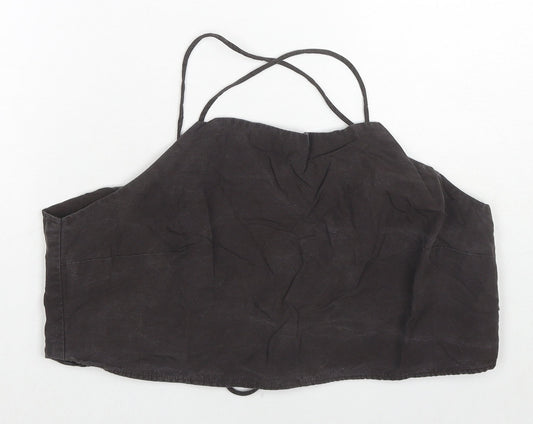 H&M Womens Brown Lyocell Cropped Tank Size L Square Neck