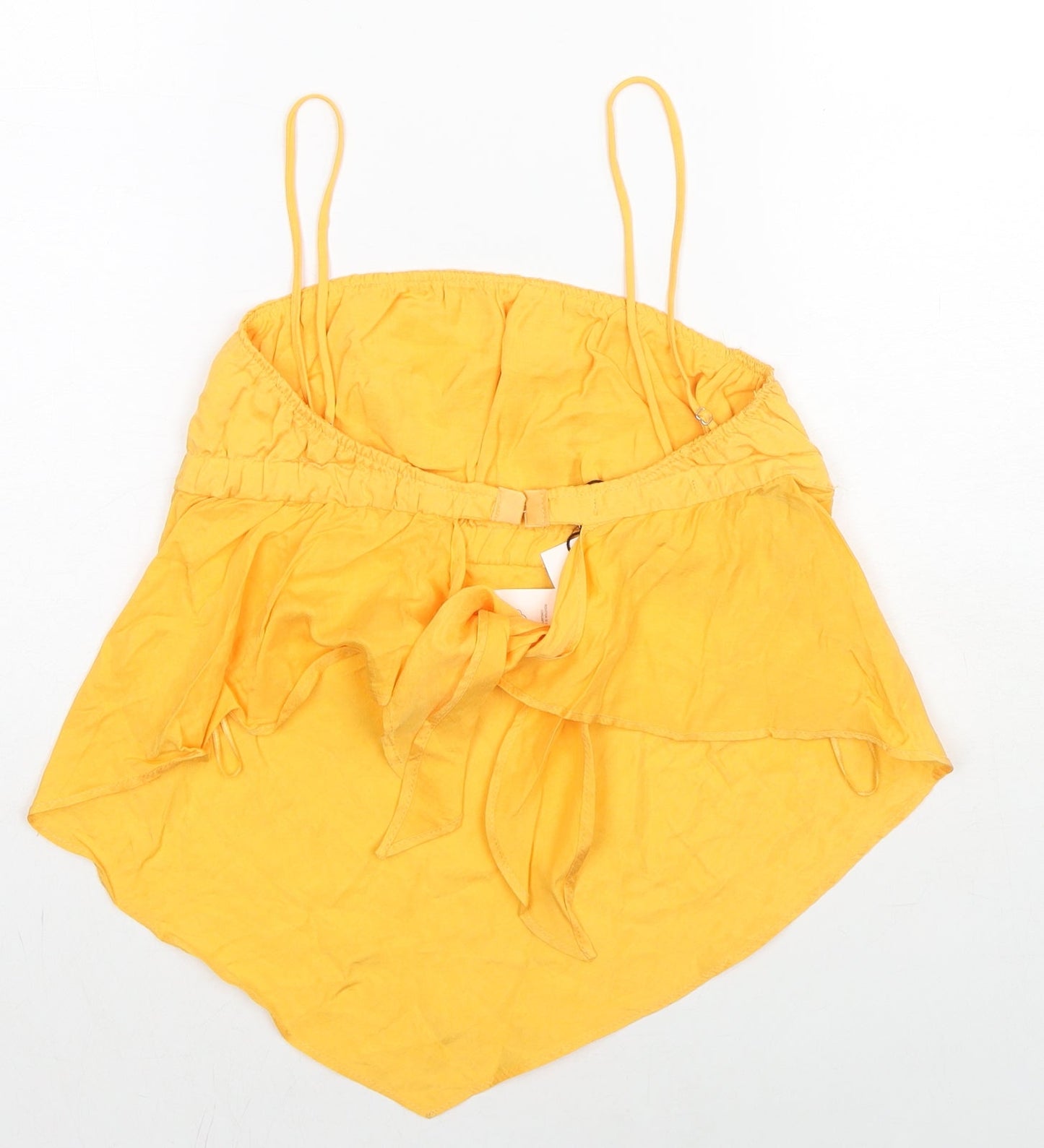 Zara Womens Yellow Lyocell Basic Tank Size M Round Neck