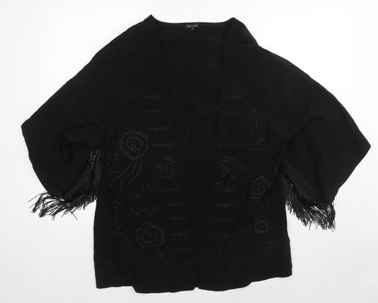River Island Womens Black Viscose Kimono Blouse Size 8 V-Neck