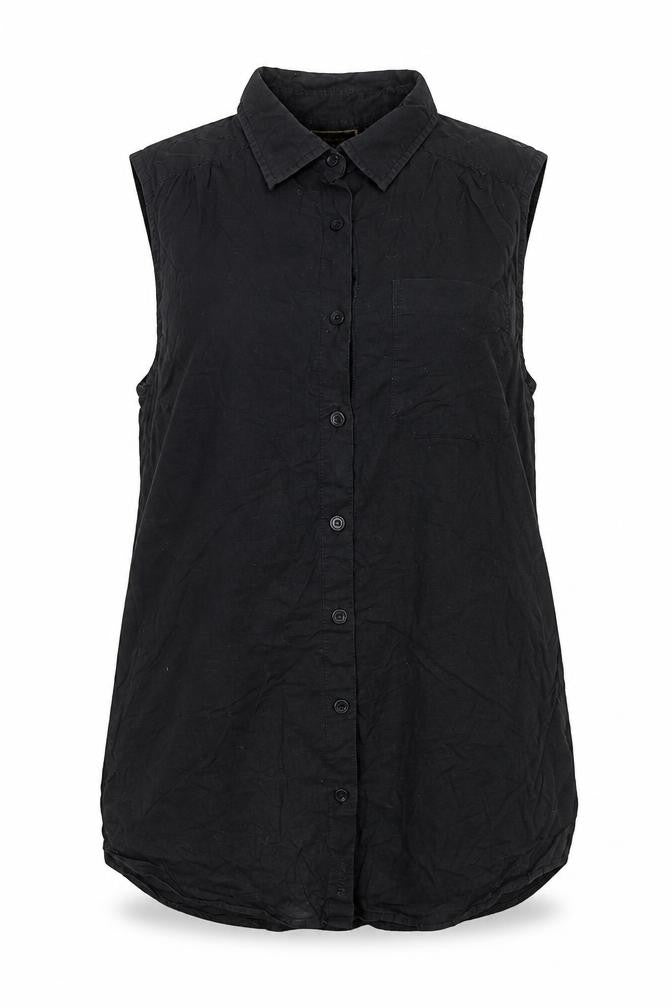 Golddigga Womens Black Cotton Basic Button-Up Size 12 Collared