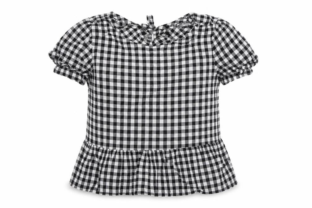 Therapy Womens Black Check Viscose Basic Blouse Size 12 Round Neck
