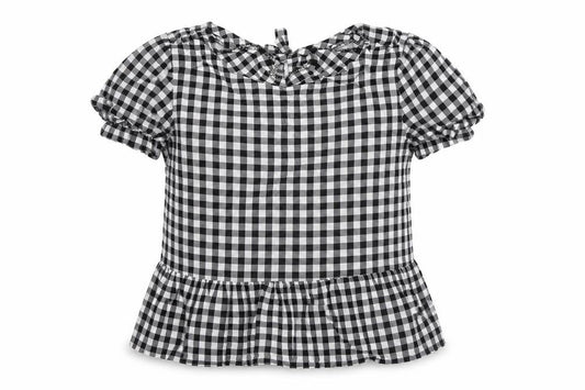 Therapy Womens Black Check Viscose Basic Blouse Size 12 Round Neck