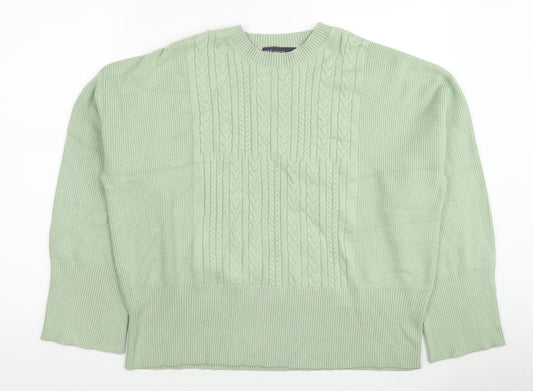 Marks and Spencer Womens Green Round Neck Viscose Pullover Jumper Size L