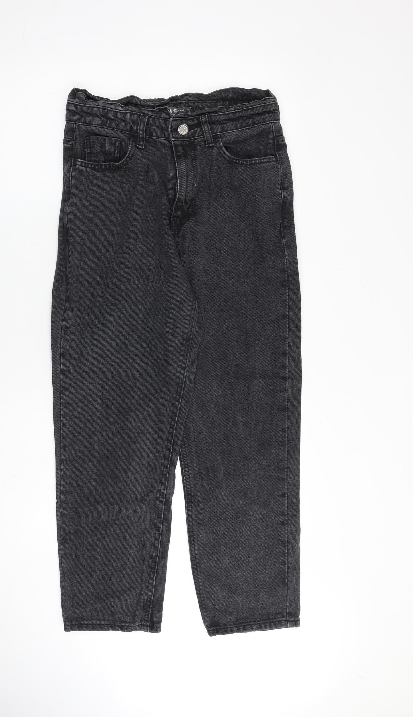 Denim & Co. Womens Grey Cotton Tapered Jeans Size 10 L26 in Regular Zip